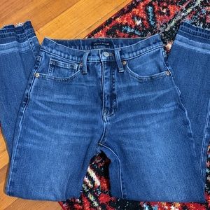 Lucky Brand High Rise Skinny Bridgette Dark Wash Raw Hem Jean size 4
